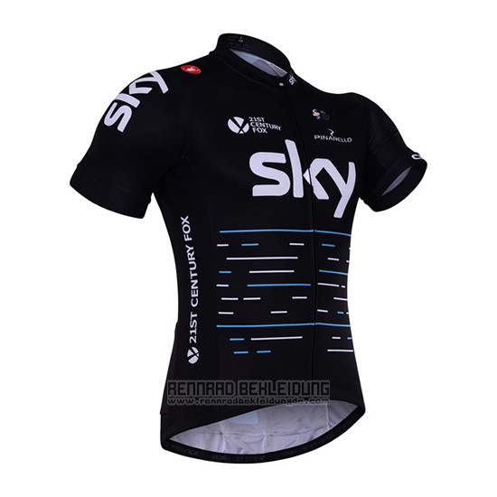 2017 Fahrradbekleidung Sky Shwarz Trikot Kurzarm und Tragerhose - zum Schließen ins Bild klicken